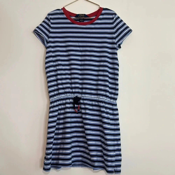 Polo Ralph Lauren Girls Striped cotton Jersey Dress with drawstring | M 8-10 - Picture 1 of 5